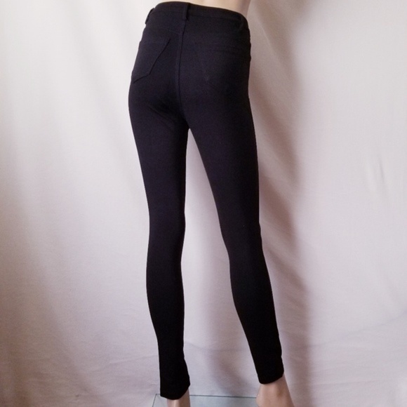 Shinestar Black Front Lace Up Skinny Jeggings Pant - Picture 4 of 5